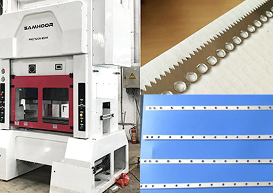 How does high speed presses punch plastic wrap or metal band saw blades?